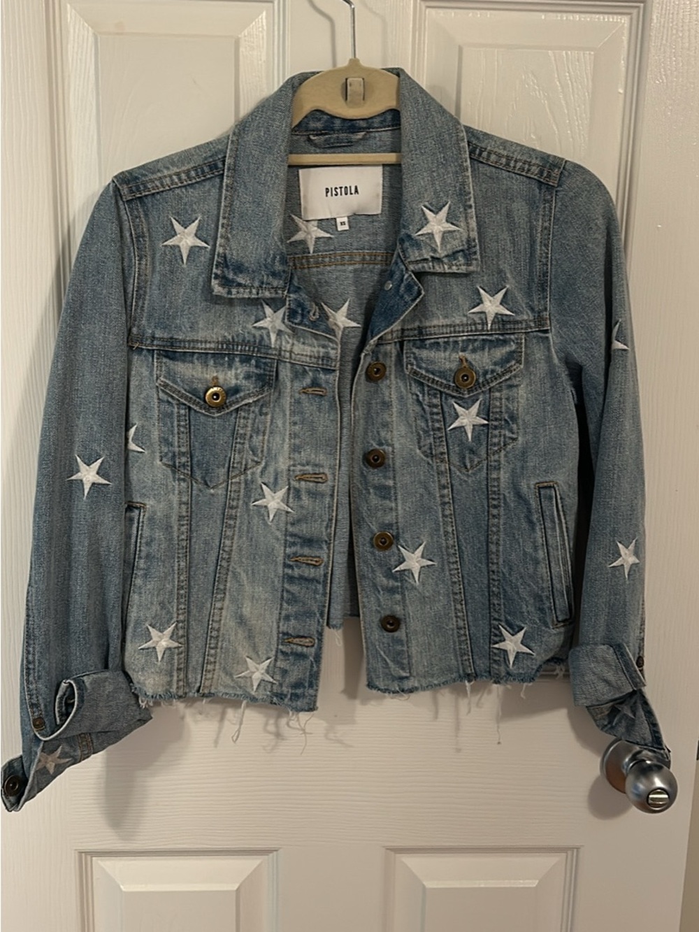 pistola Light Blue Star-Embroidered Denim Jacket